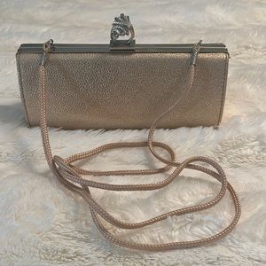 Kate Landry Metallic Gold Clutch with Chain Strap